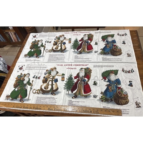 VIP Cranston Fabric Panel Father Christmas Victorian Santa St Nick 8 Appliqués - Picture 5 of 5